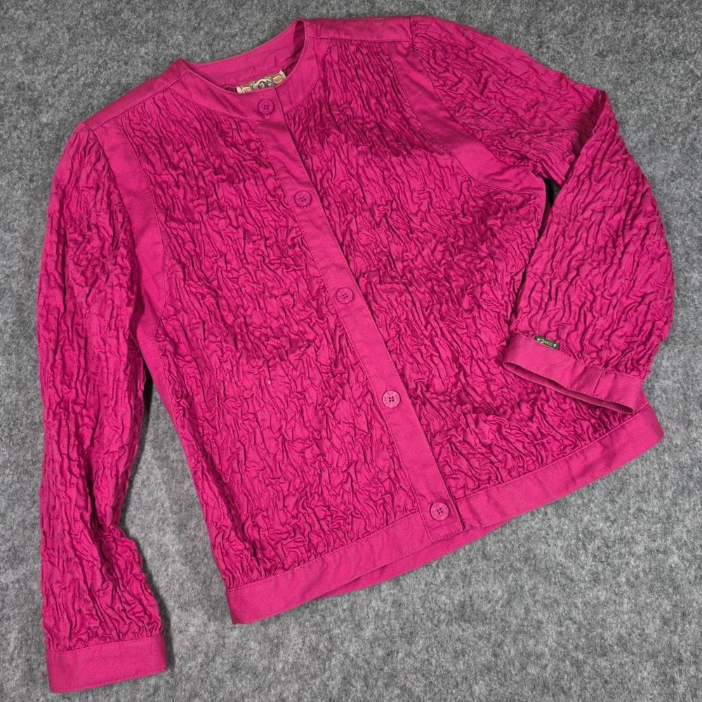Vintage Gene Ewing BIS Pink Jacket Blazer Neiman Marcus Small Crinkle Shirring